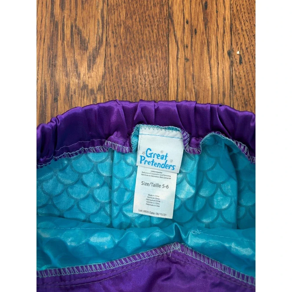 Great Pretenders Mermaid Glimmer Blue Purple Skirt Costume Kids Size 5-6 Years